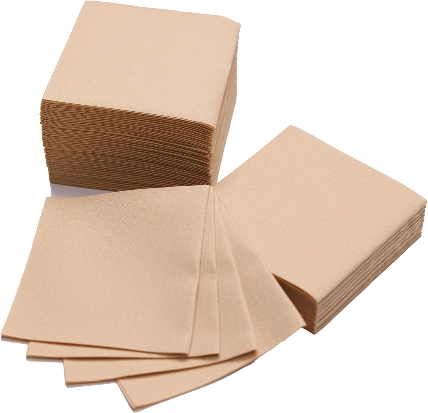 AH AMERICAN HOMESTEAD Cocktail Napkins - Linen-Like Disposable Beverage/Bar Napkins - Bulk Square Napkins for Everyday Use, Party or Wedding (Natural, 4.75 x 4.75)