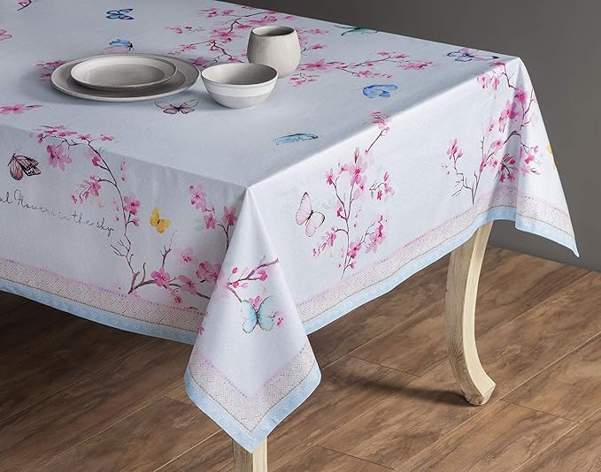 Maison d' Hermine Table Cloth Rectangle Table 100% Cotton 60 x 90 Inches Tablecloth Reusable Decorative for Dining Room Farmhouse Home Valentines Day Decorations Spring Summer - Blossoms in Spring