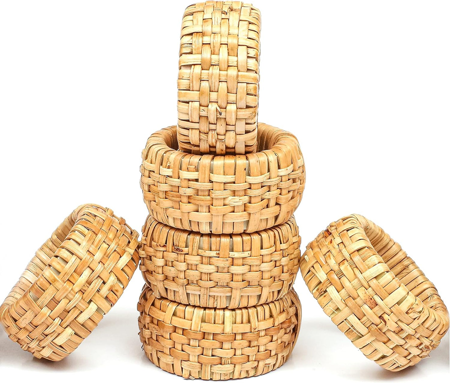 Lightnpro Natural Rattan Decorative Napkin Rings Set of 12, Serviette Napkin Rings Bulk for Party Decoration, Table Top Décor for Dinning Table, Everyday, Christmas, Easter Family Gatherings
