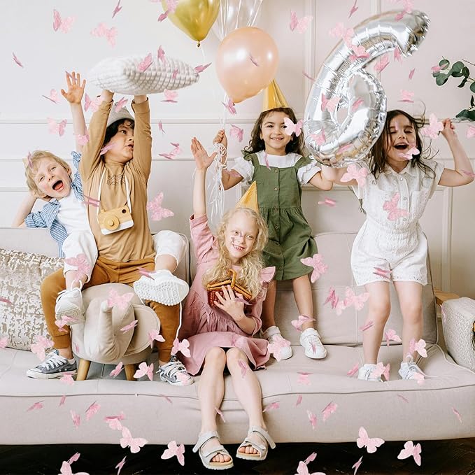 Confetti Cannon Butterfly Confetti Poppers 12 Pack Party Poppers 12 inch Pink Confetti Shooters Butterfly Sticks for Wedding Birthday Graduation Anniversary Bridal Shower Valentines Christmas New Year