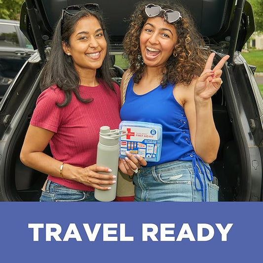 BAND-AID Brand Travel Ready Portable Emergency First Aid Kit for Minor Wound Care, Perfect for Home, Car, Travel, Camping Essentials & Outdoor Emergency Kit, 80 Pieces