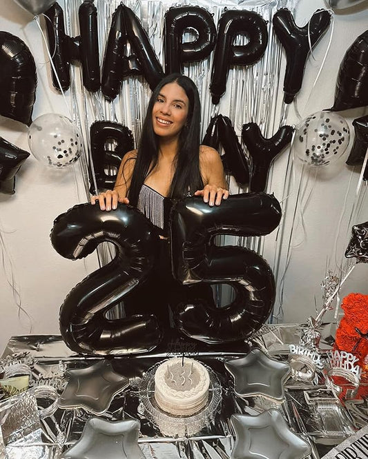 Black Number 6 Balloon 40 Inch, 6th Birthday Party Decorations for Children, Giant 6 Foil Balloon for Party Supplies
