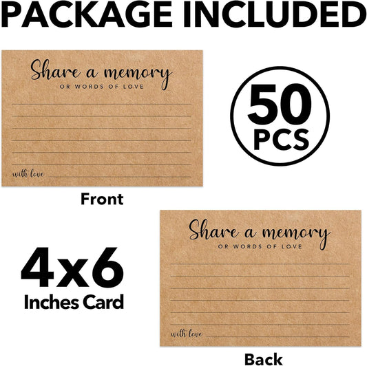 Minimalism Share a Memory Cards for Celebration of Life, Graduation, Retirement, Birthdays, Guest Book Ideas, Funeral Sign In Book For Memorial Service, 4x6 Inches Set of 50 Pcs -A07
