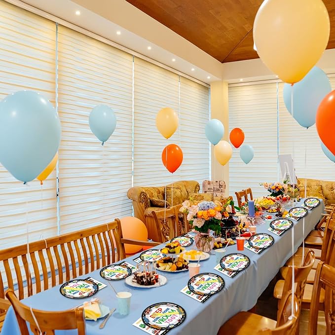OBUSATT 96Pcs Transportation Party Supplies Traffic Jam Cars Trucks Paper Plates Napkins Construction Party Decorations Transportation Dinnerware Party Favor Transport Vehicle Tableware Serves 24