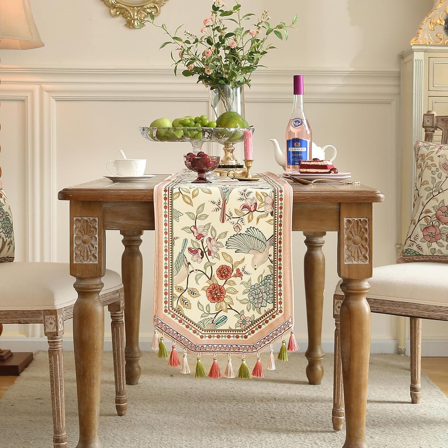 patdrea Velvet French Table Runner Farmhouse for Home Kitchen Dining Decor Parties Family Dinners Wedding 12"*102"