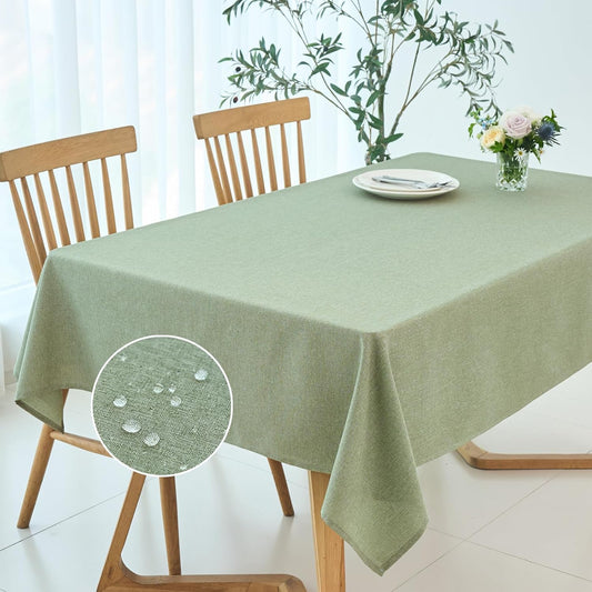 maxmill Linen Texture Tablecloth Water Resistant Antiwrinkle Spillproof Wipeable Washable Soft Fabric Table Cloth for Dining Room, Buffet Banquet Party Holiday, Rectangular 60 x 108 Inch, Sage Green