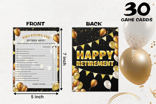 Retirement Party Games - Who Knows The Retiree Best Retirement Games - 30 Game Cards – Retirement Party Favors Supplies Decorations (01)