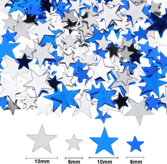 Hestya 60g Star Confetti Glitter Table Confetti Metallic Foil Stars for Christmas Party Wedding Festival Decorations(Blue Silver,10mm and 6mm)