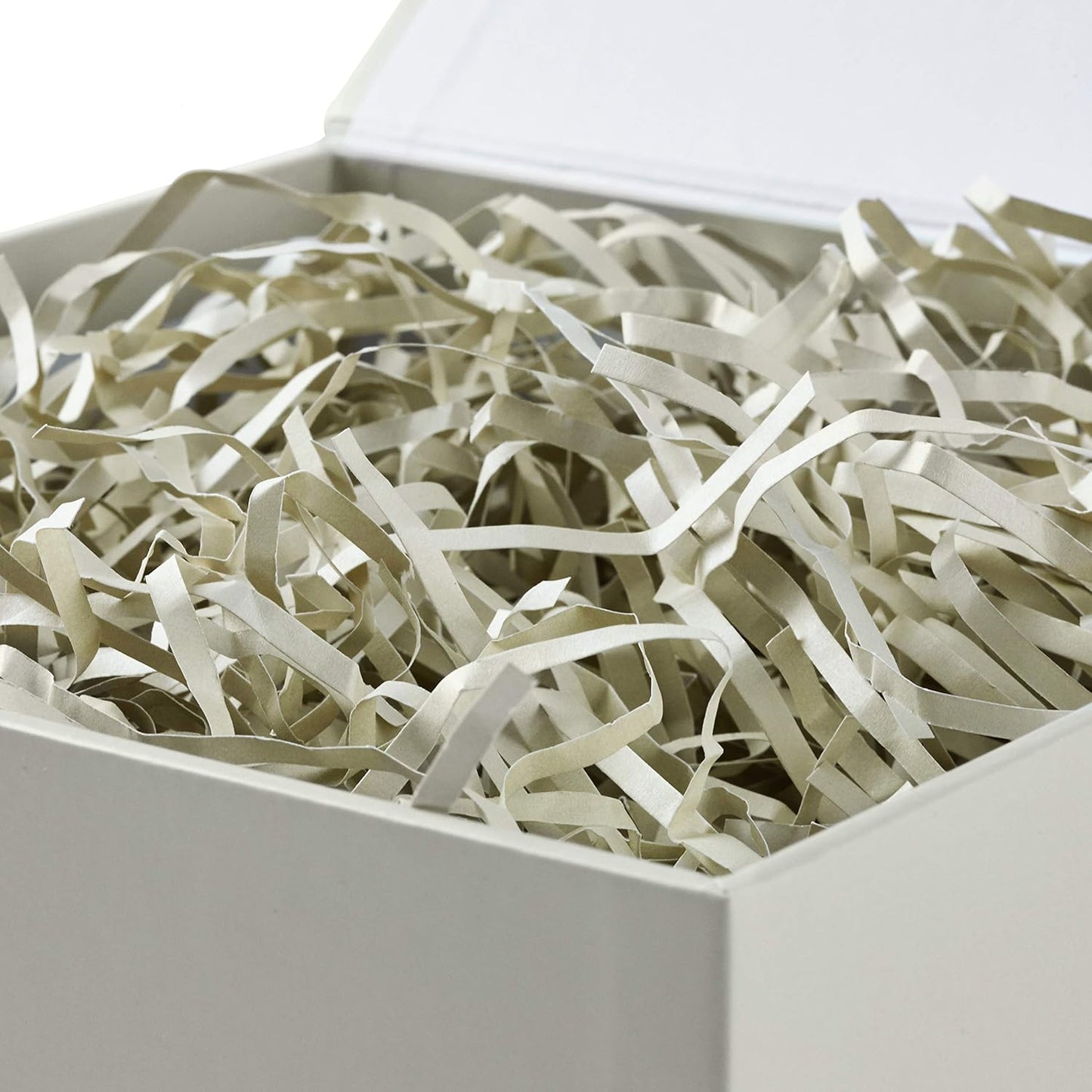 Hallmark Medium Gift Box with Lid and Shredded Paper Fill (Grey White 7 inch Box) for Weddings, Bridal Showers, Graduations, Birthdays, Bridesmaids Gifts, All Occasion