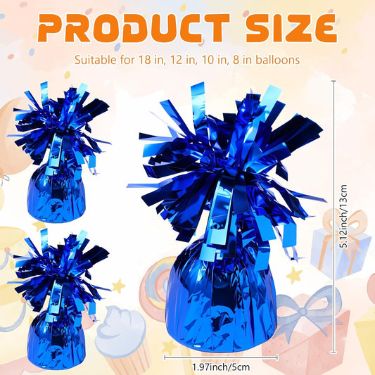 16 Pack Blue Balloon Weights Metallic Holder Anchors Balloon Holder Weights for for Birthday 2025 Graduation Party Christmas Wedding Celebration Decoration (Blue)