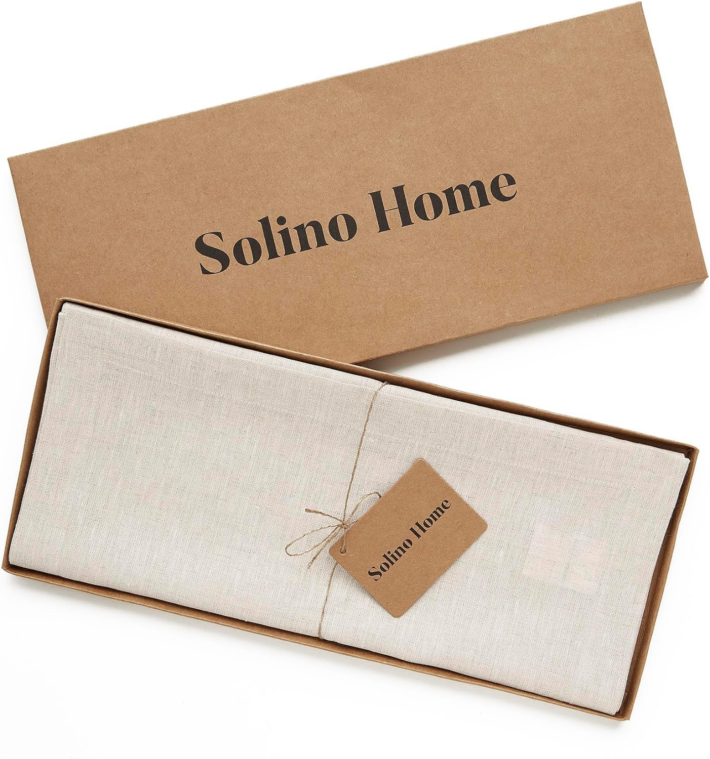 Solino Home Linen Table Runner 36 Inches - 100% Pure Linen Light Natural Table Runner 14 x 36 Inch Ideal for Dresser and Coffee Tables - Fall, Autumn, Thanksgiving, Holiday - Athena