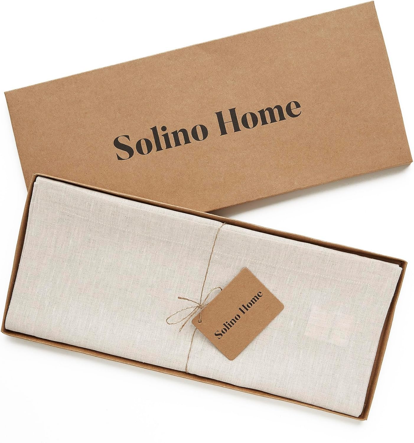 Solino Home Linen Table Runner 48 Inches - 100% Pure Linen Light Natural Table Runner 14 x 48 Inch Ideal for Dresser and Coffee Tables - Fall, Autumn, Thanksgiving, Holiday - Athena