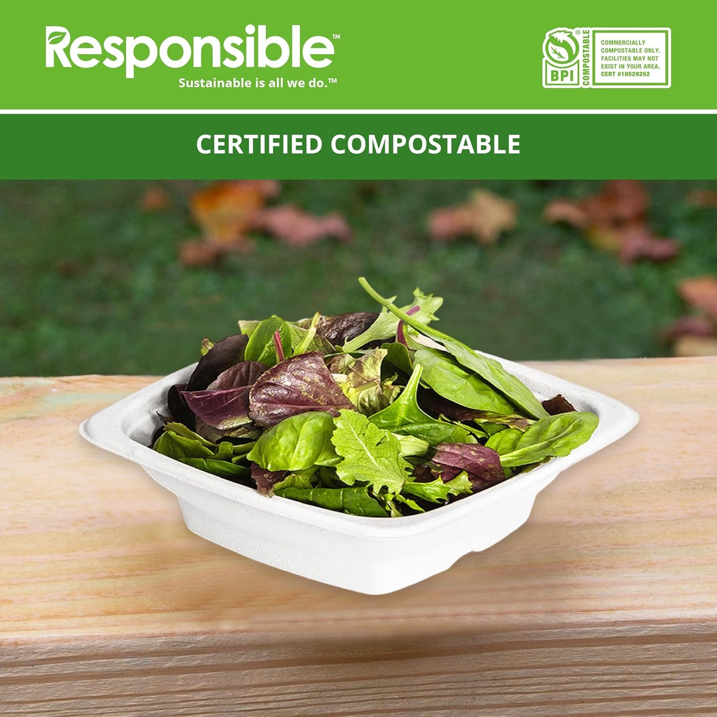 100% Compostable Square Serving Bowls, 16 oz Disposable Paper Bowls, Microwave Safe, Freezer Safe, Soup Safe, No Plastic, Eco-Friendly, Tree-Free, No PFAS. White (400 Count)