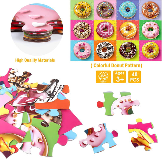 Jumbo Floor Puzzle for Kids,48 Piece Colorful Donuts Jigsaw Puzzles,Learning Educational Toys for Toddlers Ages 3-5,Children Gift for Boy Girl Ages 4-8 (Donut)