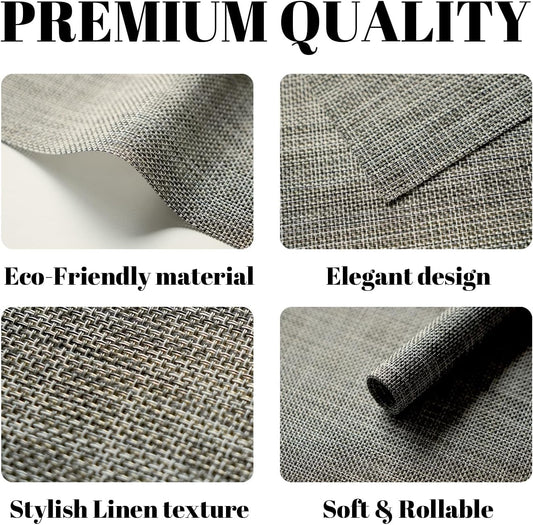 Placemats Set of 12 Vinyl/Plastic Woven Place Mats for Kitchen Table Indoor/Outdoor Washable Placemat Wipeable Dining Table Mats (Brown,12)