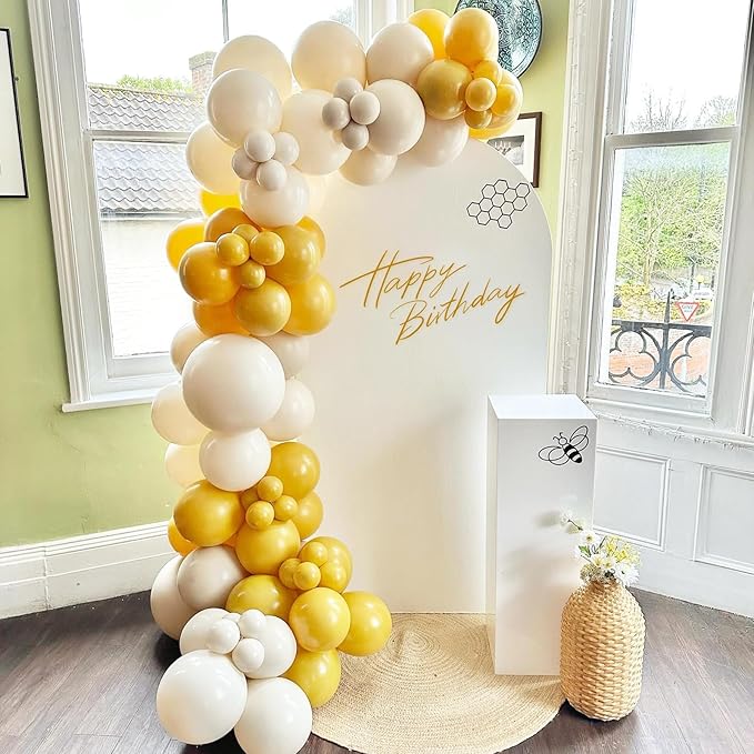 Mustard Yellow Balloons 12 inch, Mustard Yellow Latex Balloons 50pcs Party Balloons for Sunflower Bee Thanksgiving Fall Baby Shower Birthday Party Decorations