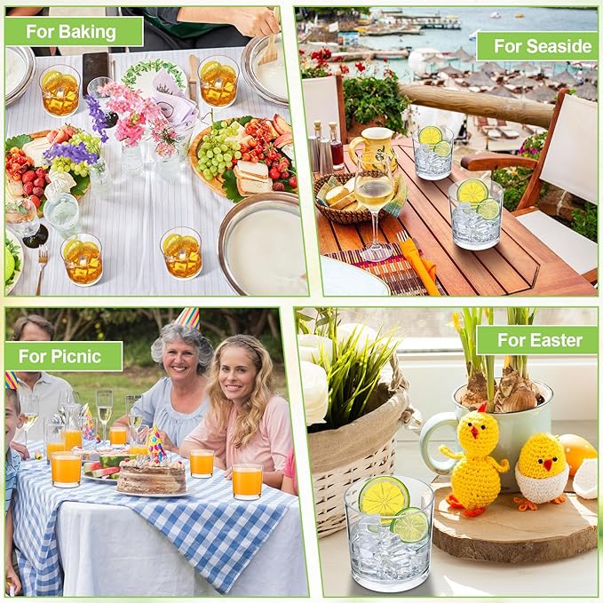 Gerrii 18 Pcs Clear Plastic Tumblers Drinking Cups Reusable Unbreakable Juice Acrylic Glasses Dishwasher Safe Plastic Glasses for Adults Picnic Party Kitchen (12 oz,Classic)
