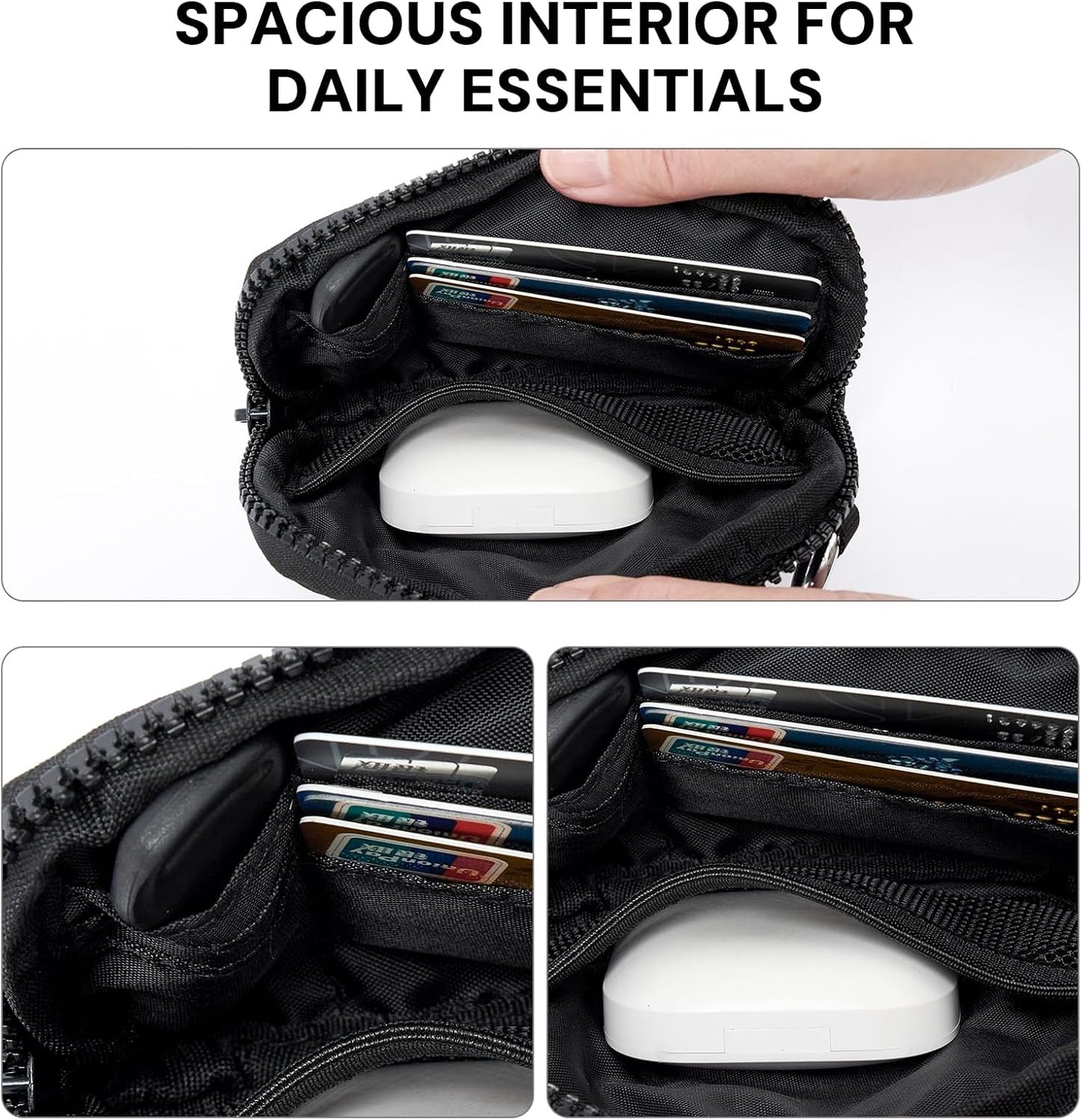 YDF The Iris Wallet for Women Mini Zip Card Case with Clear ID Window Zipper Coin Purse Lightweight Portable Keychain Wallet