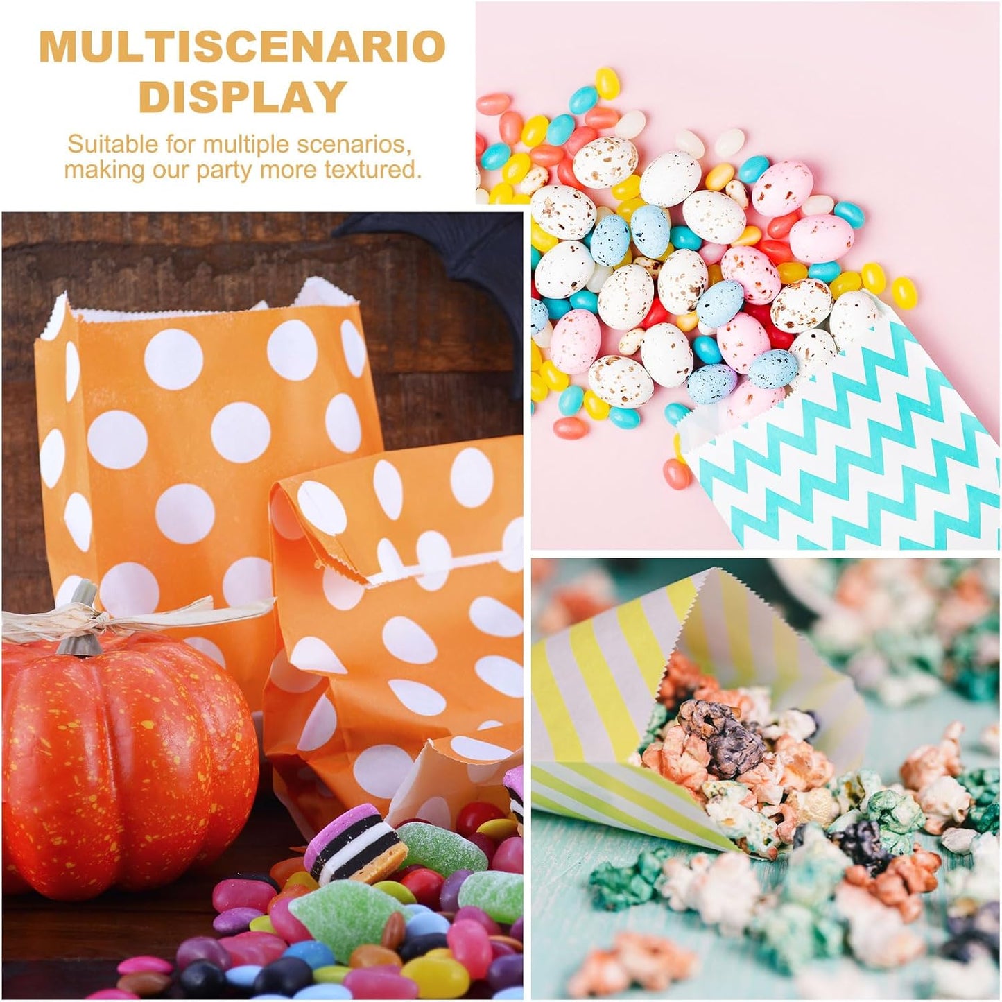PATIKIL Party Favor Bag, 24 Pcs 3.5x2.4x7.1 Inch Mini Paper Candy Bags Gift Treat Celebration Halloween Goody Birthday Wedding Party with Stickers, Brown