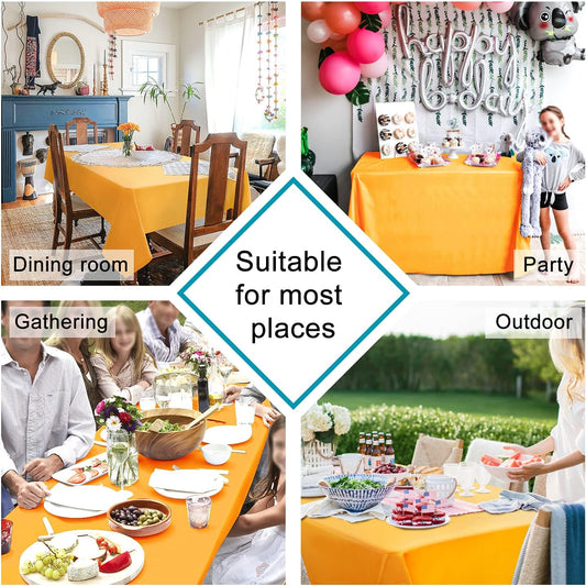 Hiasan Solid Square Tablecloth - Waterproof and Spillproof Washable Table Cloth for Dining Tables, Orange Yellow, 54 x 54 Inch