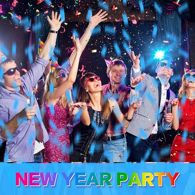 Confetti Cannon 12Pack Blue Party Popper Shooters 12 Inch Confftti Poppers for Wedding Birthday Graduation Christmas New Year Eve Party Supply Launches 20-25ft