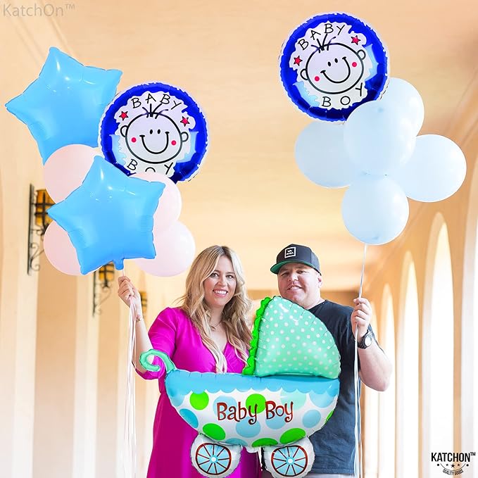 KatchOn, Baby Shower Decorations for Boy - 27 Inch, Pack of 5 | Its A Boy Balloons for Gender Reveal Decorations | Welcome Baby Boy Balloons for Baby Boy Shower