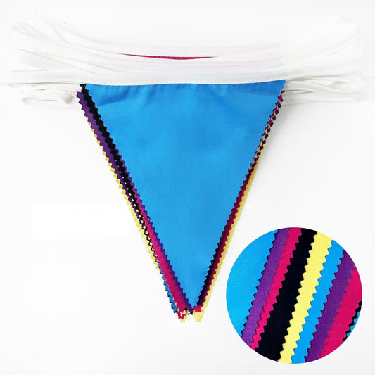 pinkblume 32Ft 80s Party Decorations Triangle Flag Pennant Bunting Banner Fabric Garland Streamers for 80s Retro Hip Hop 1980s Throwback Birthday Rock Hippie Party Decor Supplies