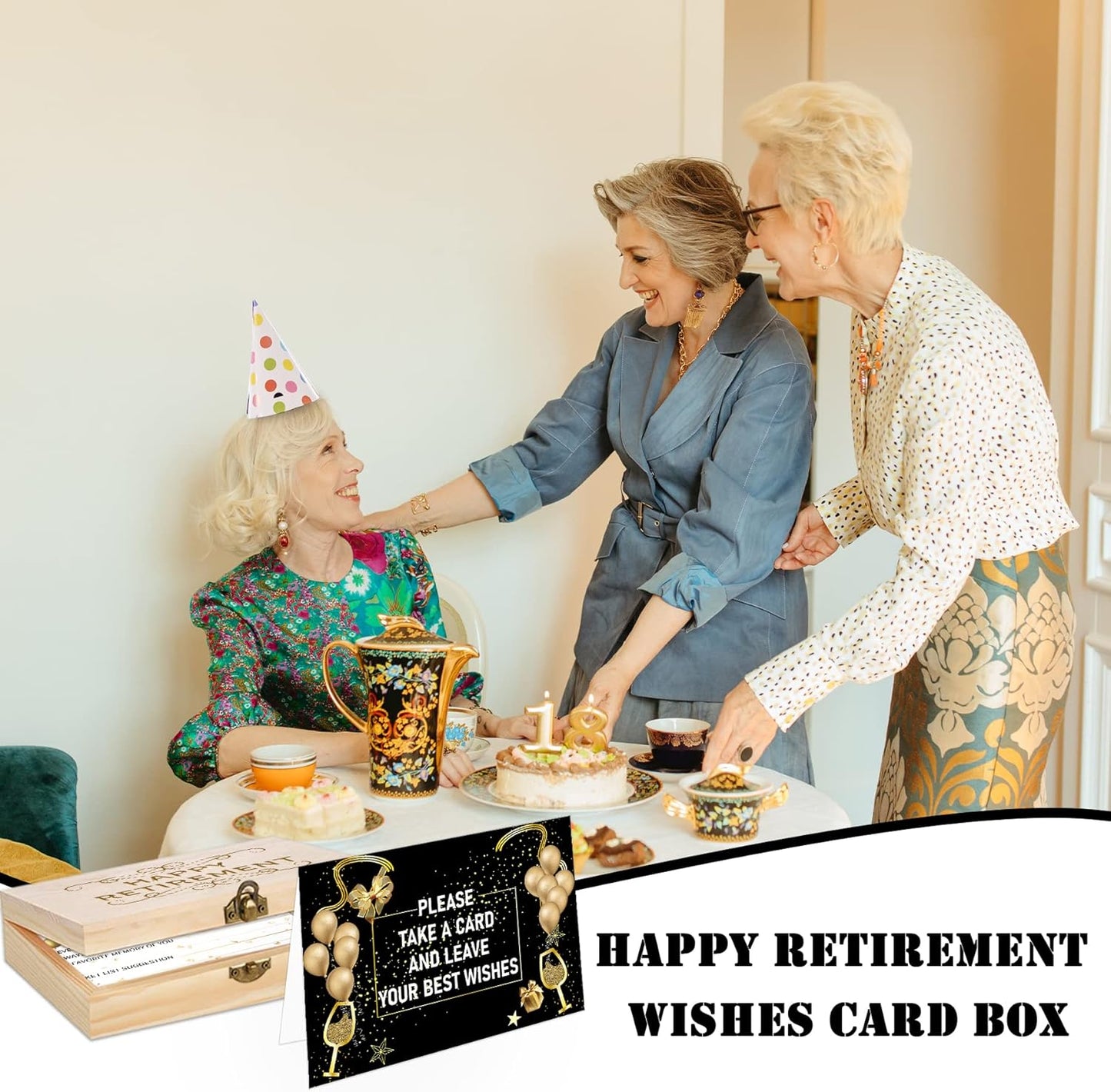 60PCS Retirement Card, Happy Wishes Card Box, Well Wish and Advice Congratulations Guest Book Cards, Retirement Party Favors and Going Away Party Decorations Supplies