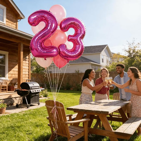 Laser Hot Pink 2 Balloon, Number Balloons 40 Inch, 2nd Balloon Number Birthday Decorations, Second Two Birthday Party Supplies, Number 2 Balloon