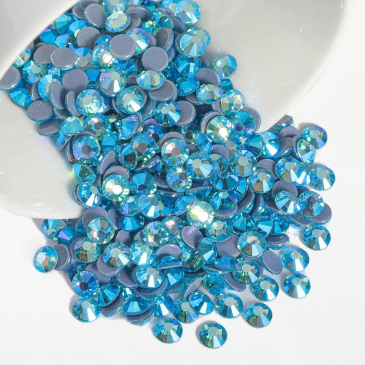 Beadsland Hotfix Rhinestones, 1440pcs Flatback Crystal Rhinestones for Crafts Clothes DIY Decorations, Aquamarine AB, SS16, 3.8-4.0mm