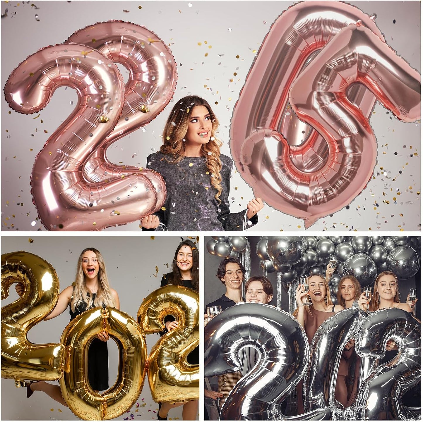 Smlpuame 40 Inch 2025 Balloons Champagne Gold, Large Foil Number Balloons for Happy New Years Festival Celebration Party Supplies Class of 2025 Graduation Decorations