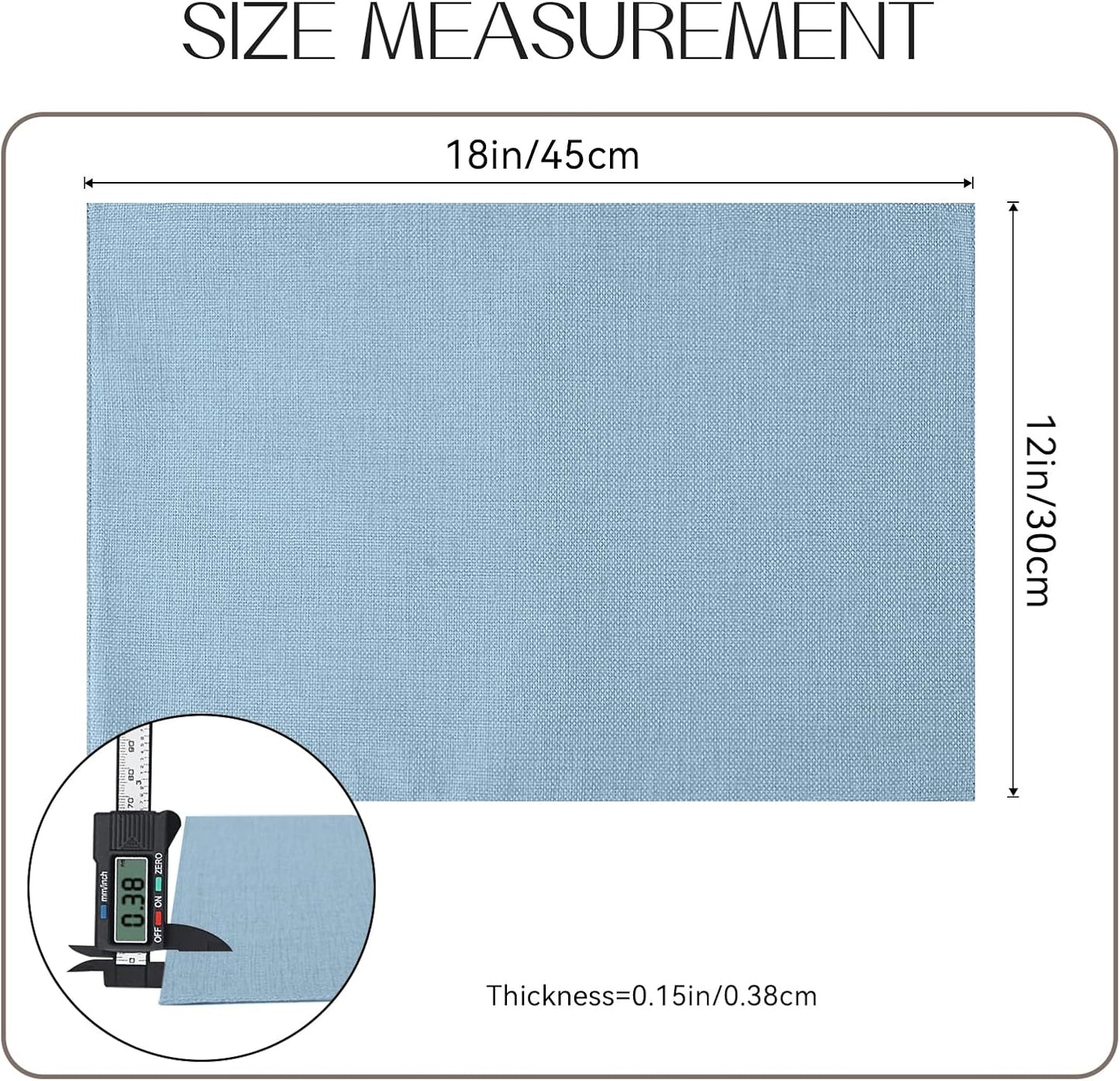 Romanstile Cloth Placemats Set of 4-12 x 18 Inch, Heat Resistant Double Layered Thickened Burlap Place Mats, Washable Faux Linen Farmhouse Table Mats for Kitchen/Dining/Party/Outdoor, Blue
