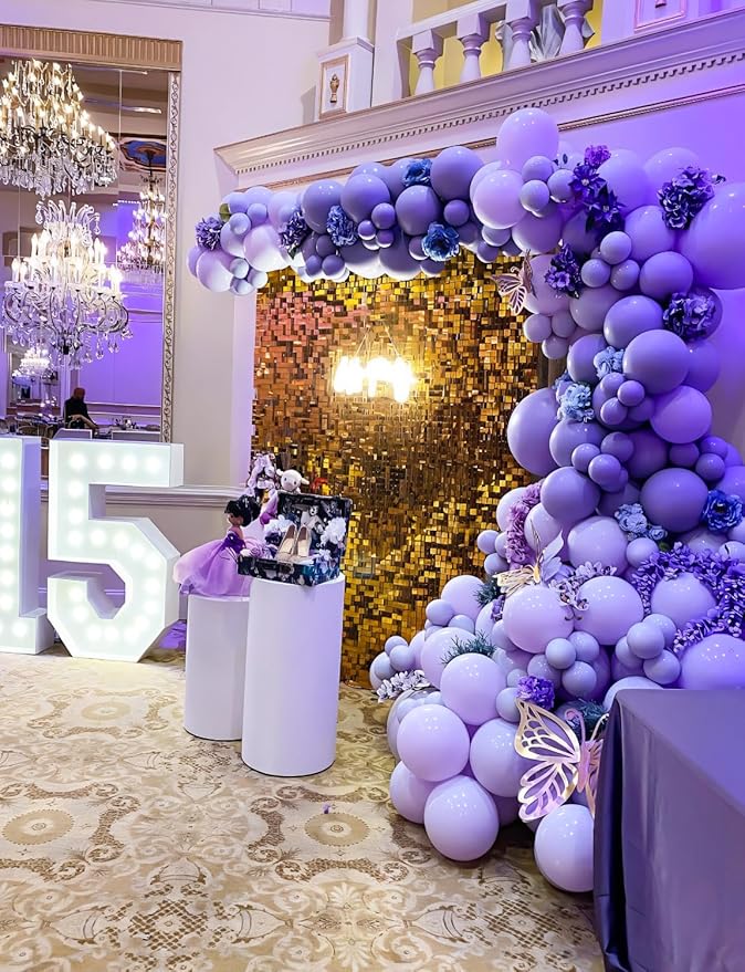Purple Balloons Garland Arch Kit,132pcs Mothers Day Balloon Arch Kit with Different Sizes Pastel Dark Purple Metallic Purple Balloon & Confetti Balloon, for Mothers Day Decorations,Wedding,Birthday