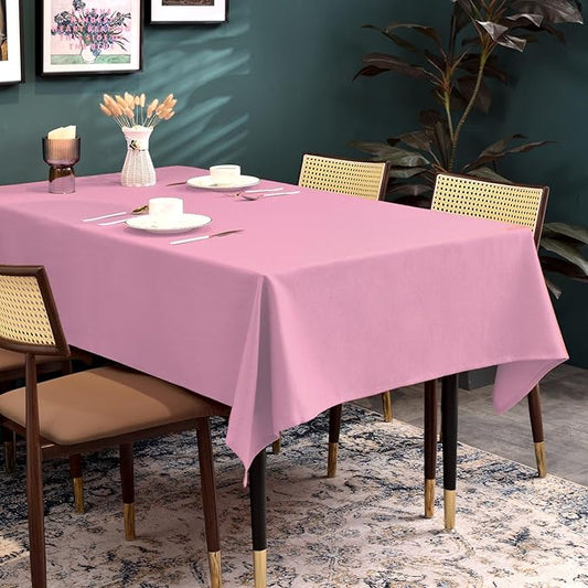BALCONY & FALCON Table Cloth for 6 Foot Rectangle Tables – Waterproof, Wrinkle-Free Farmhouse Tablecloth for Dining, Kitchen, Wedding, Valentine,Baby Shower & Holiday Gatherings (Pink, 57" x 118")