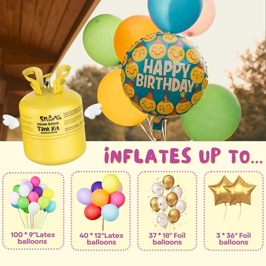 22L Helium Tank For Balloons At Home Up To 100 Latex Balloons(1 Tank)