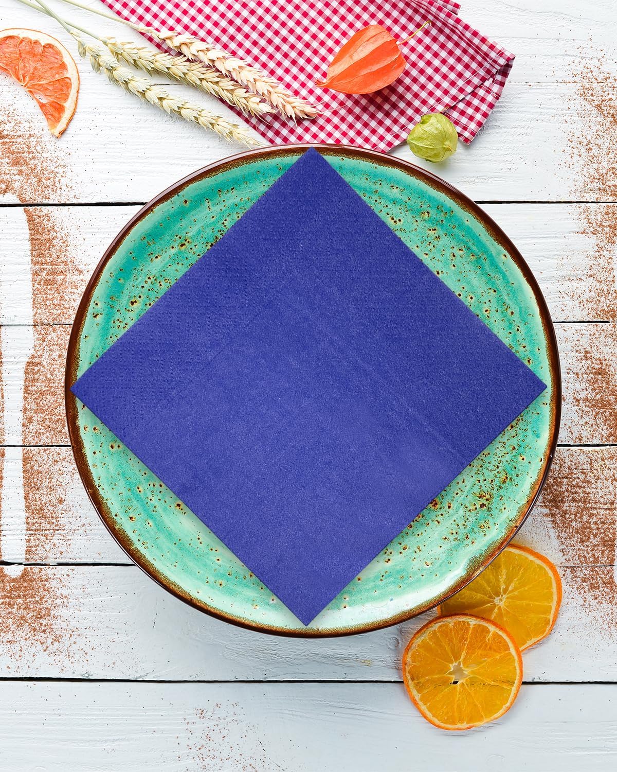 Bluish Blue Cocktail Napkins 5 * 5inch disposable Beverage Napkin paper for Cocktail, Wedding, Dinner,Birthday Party Dessert Wine Paper Napkins( 120 Count)