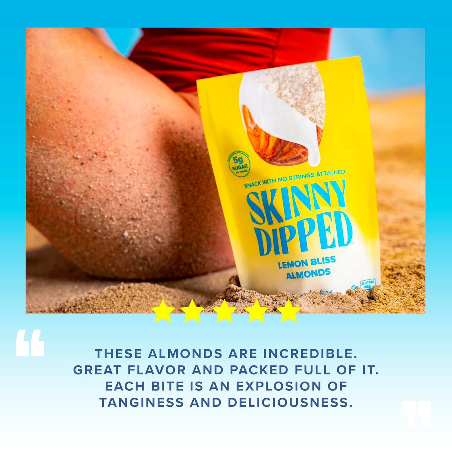SkinnyDipped Lemon Bliss Almonds, Mini Snack Packs, Chocolate Covered Almonds, Low Sugar, Gluten Free, Healthy Snack, 24 Count