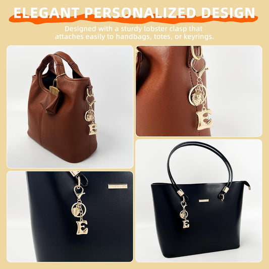 Gold Bubble Heart Initial Bag Charms for Handbags – Cute Initial Letter Keychain for Women, Purse Charms, Gold Gift