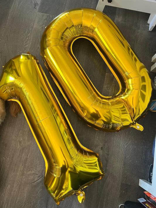 Smlpuame 40 inch Number Balloon 0-9 Gold Large Number 10 Balloons,Digital Balloons for Birthday Party Celebration Decorations Supplies, Helium Foil Number Balloons for Wedding Anniversary