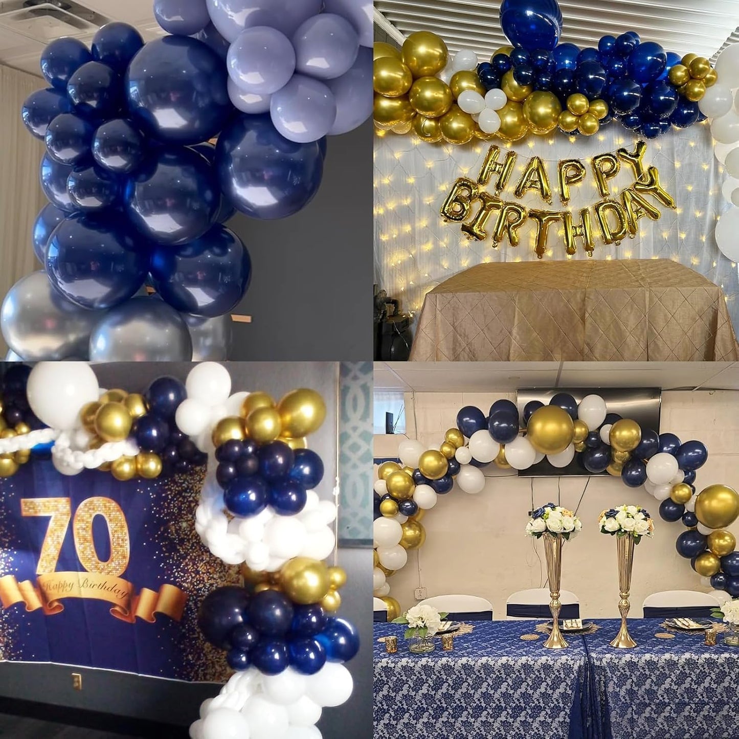 50pcs Navy Blue Balloons,12inch Helium Quality Nile Blue Balloons for Graduation Wedding Baby Shower Birthday Baseball Party Decorations (With Ribbon & Glues)