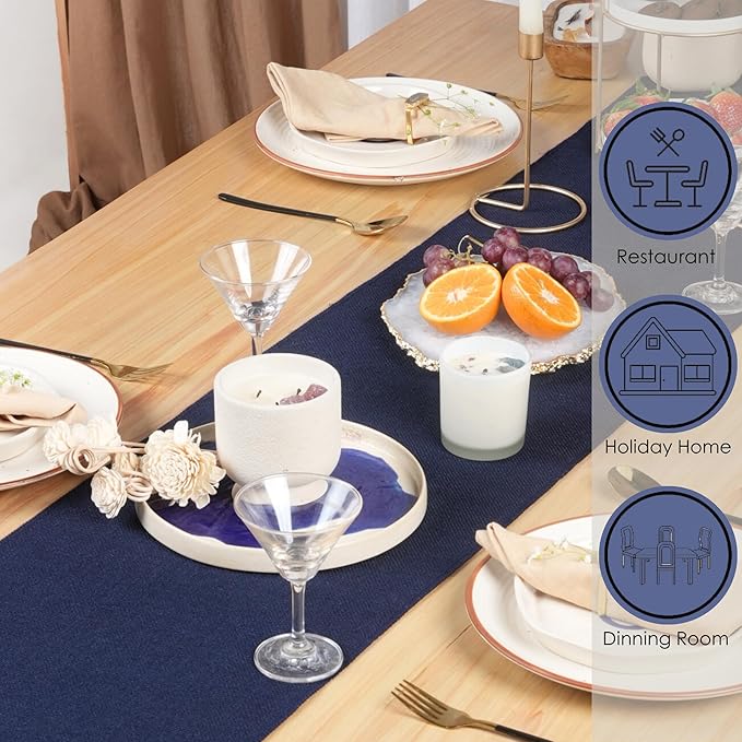 RAJRANG Jute Table Runner Long Burlap Roll Fabric for Party Dining Room Kitchen Wedding Fall Decoration (Blue Depths, L-108 X W-12)