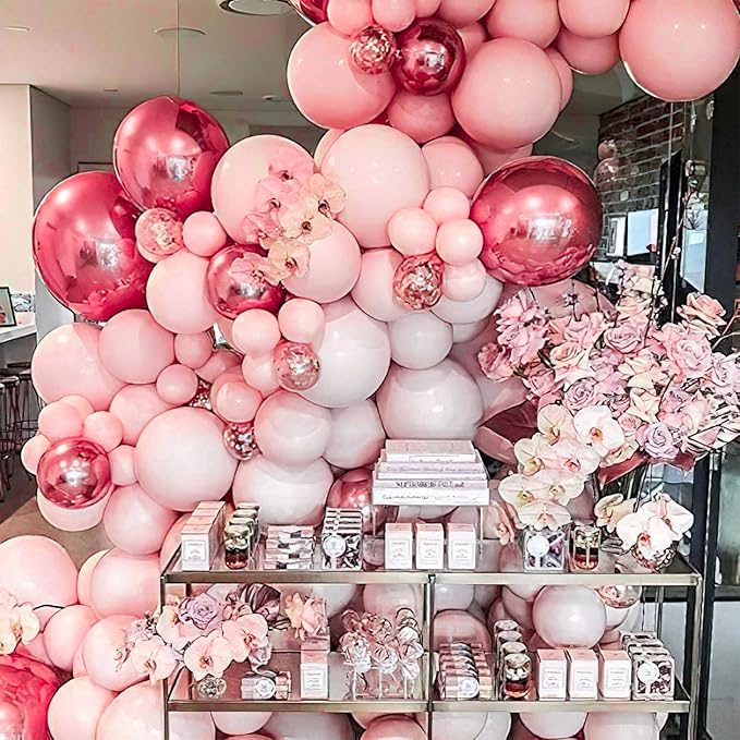 PartyWoo Baby Pink Balloons 140pcs Different Sizes of 18 12 10 5 Inch Pastel Light Pale Pink Balloon Arch Kit for Baby Shower Gender Reveal Wedding Princess Birthday Party Decorations Pink-Q18