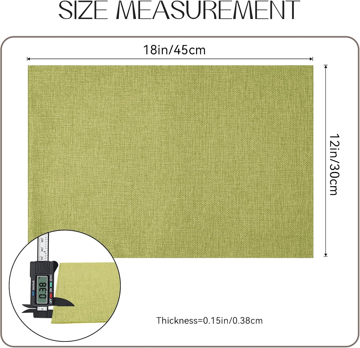 Romanstile Cloth Placemats Set of 8-12 x 18 Inch, Heat Resistant Double Layered Thickened Burlap Place Mats, Washable Faux Linen Farmhouse Table Mats for Kitchen/Dining/Party/Outdoor, Green