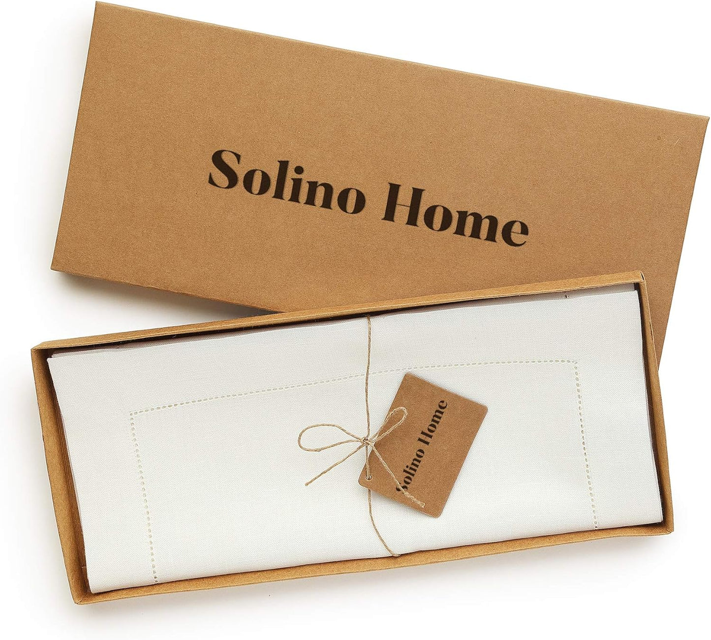 Solino Home Linen Ivory Table Runner 48 Inches - Classic Hemstitch, 100% Pure Linen Coffee Table Runner 14 x 48 Inch Ideal for Dresser Tables - Fall, Halloween, Thanksgiving, Christmas, Holiday