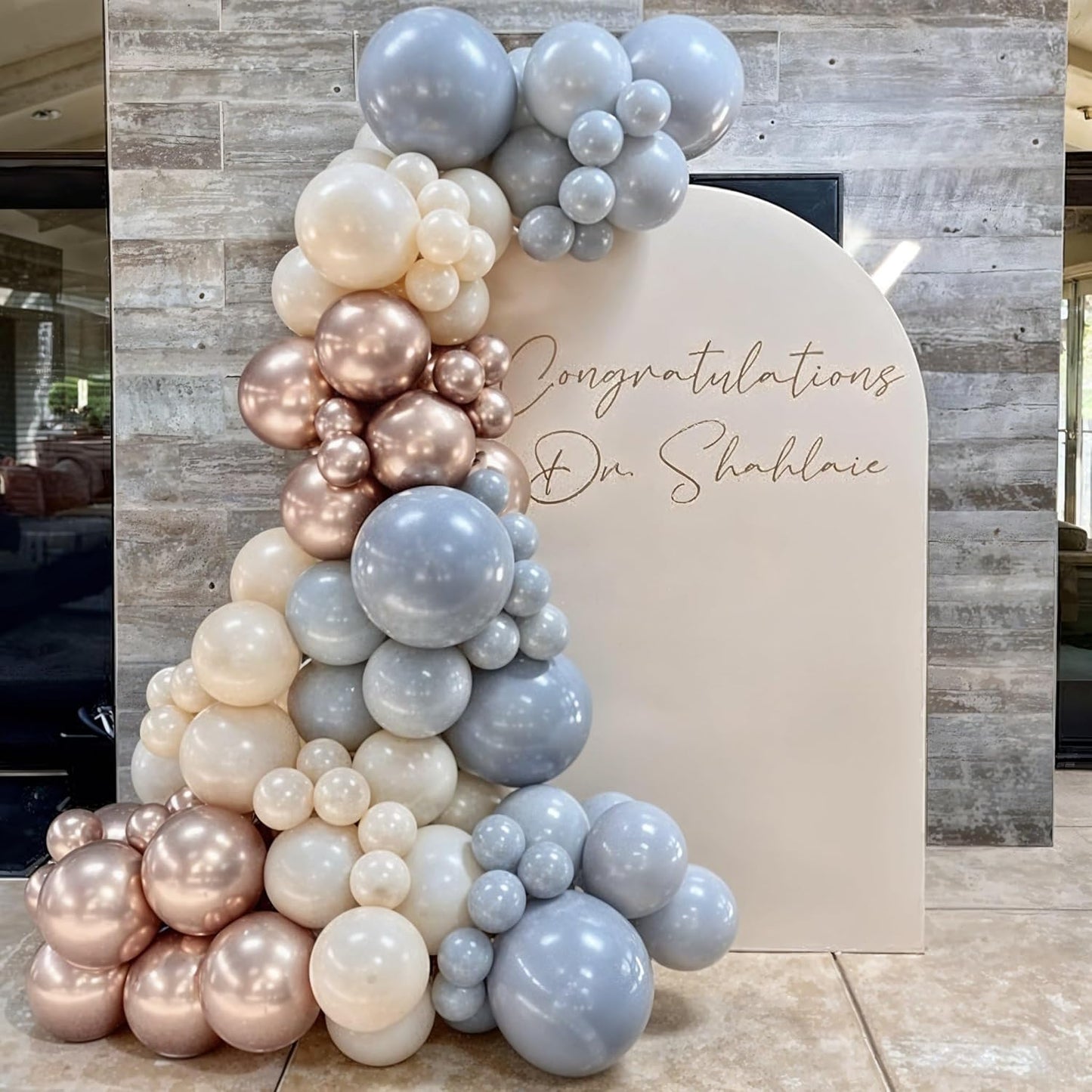 Dusty Blue and Gold Balloons, 60 PCS 12 Inch Slate Fog Pastel Baby Blue Sand White and Gold Balloons for Baby Boy Shower Bridal Shower Birthday Wedding Party Decorations
