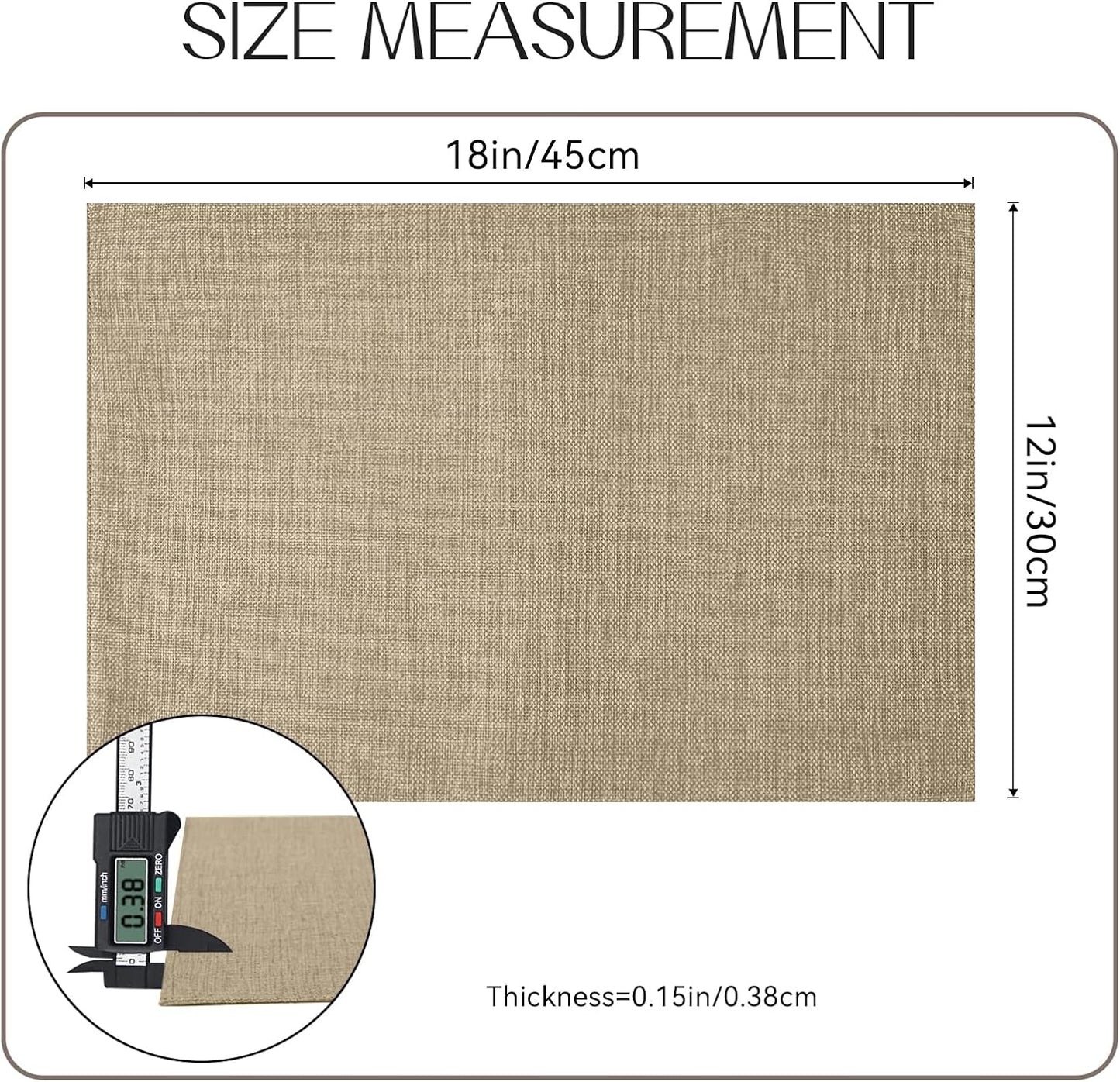 Romanstile Cloth Placemats Set of 8-12 x 18 Inch, Heat Resistant Double Layered Thickened Burlap Place Mats, Washable Faux Linen Farmhouse Table Mats for Kitchen/Dining/Party/Outdoor, Khaki