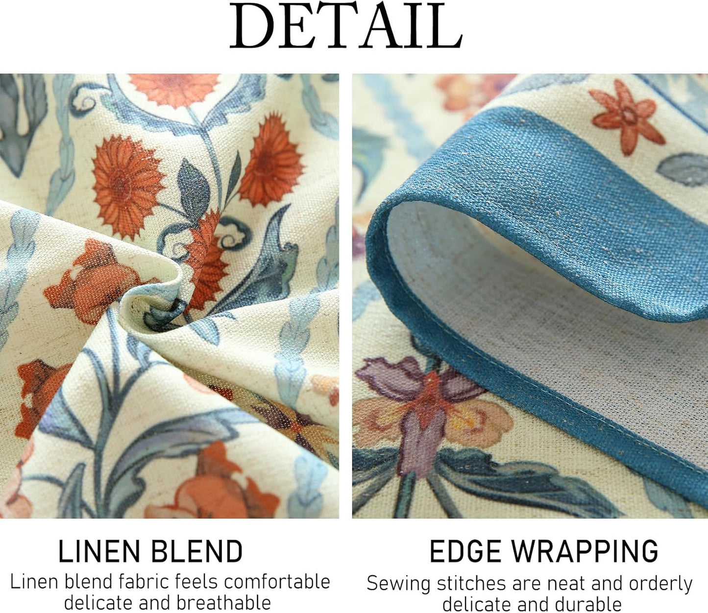 ISAENNE Designer Linen Elegant Table Cloth for Rectangle Table,Colorful Floral Bohemian Tablecloth,Wrinkle Resistant Decor Tablecloths for Dining Thanksgiving Kitchen,55"*79"-Floralsea A