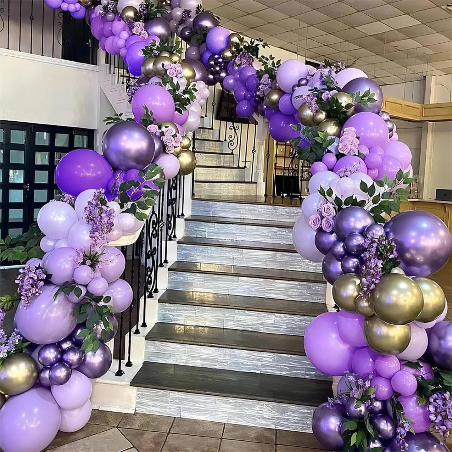 Purple Balloon Arch Kit, ADOINBY 153Pcs Different Sizes inch Lavender Metallic Purple and Gold Balloons and Confetti Party Balloon Garland Kit for Women Birthday Baby Shower Wedding Party Decorations