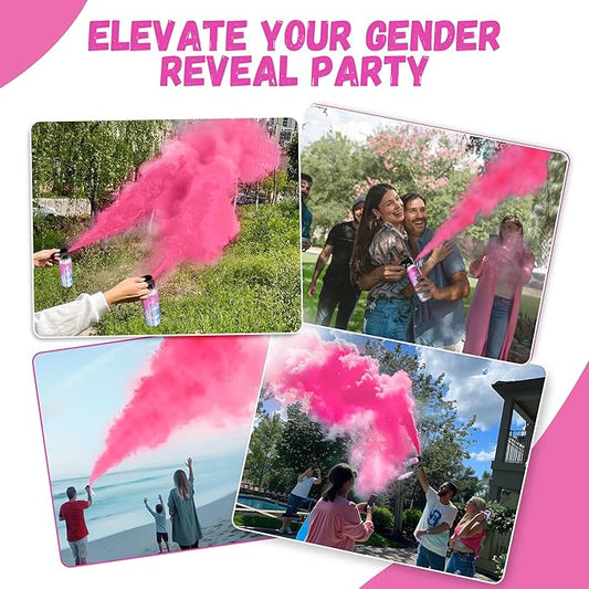 POPUPARTY Pink Gender Reveal Fire Extinguisher 2 Packs, Gender Reveal Smoke Bombs with 100% Biodegradable for Baby Girl Gender Reveal Decorations, Party Supplies