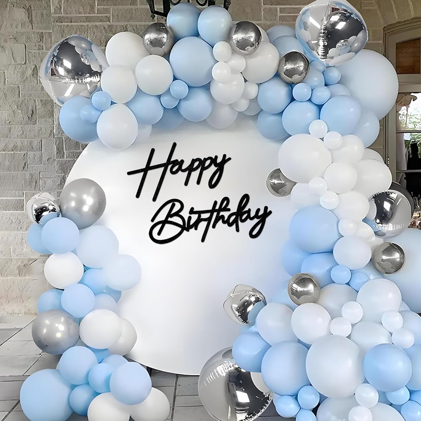 Happy Birthday Sign for Arch Backdrop - Felt Happy Birthday Letters Banner & Sign for Girls, Boys & Adults' Birthday Party Balloon Arch Decorations (Glitter Black)